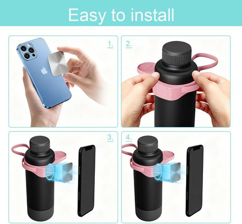 Vantico All-in-One Water Bottle Magnetic Phone Holder Compatible with Towel, Earphones, Glasses, Lipstick Storage