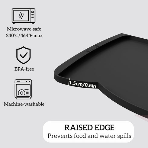 24 15'') OHMO Dog Food Mat(Black, * w/Residue Collection Pocket Silicone Pet Feeding Mat for Floor High Edges Anti