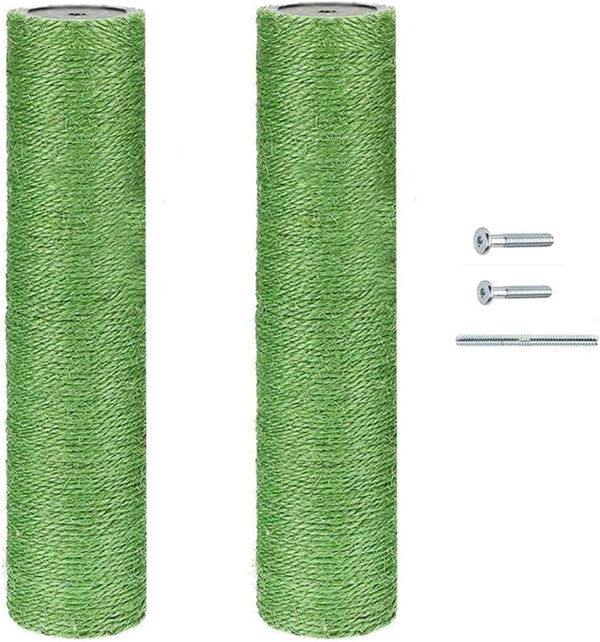 2-Pack Cat Tree Replacement Post 15.75" L, 2.75" Ø Green Cat Scratching Post with M8 Bolt