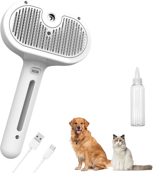 Pet Steam Brush, 3-in-1 Spray Hair Removal Comb for Dog and Cat,