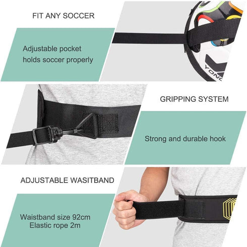 Soccer/Volleyball/Rugby Trainer, Football Kick Trainer, Adjustable Practice Belt for Kids and Adults Fits Ball Size 3,