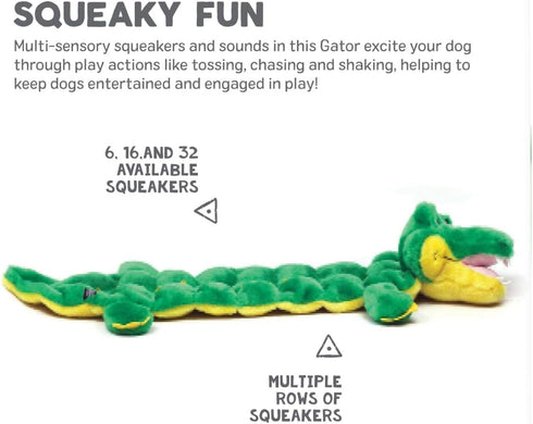 Outward Hound Squeaker Matz Plush Gator Dog Toy, XL