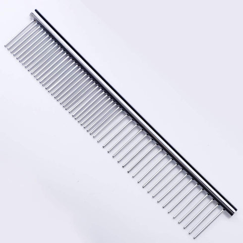 ZoCr Stainless Steel Pet Comb for Dogs Cats, Grooming Comb with Different Spaced Rounded Teeth (Silvery)