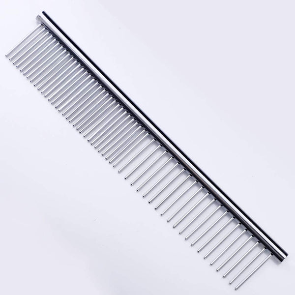 ZoCr Stainless Steel Pet Comb for Dogs Cats, Grooming Comb with Different Spaced Rounded Teeth (Silvery)