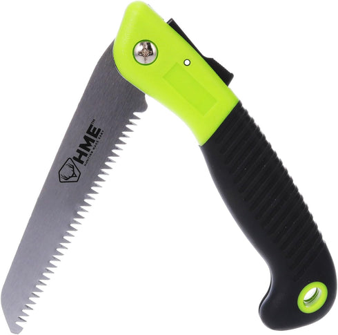 HME Mini Folding Hand Pocket Saw, 5" Carbon Steel Blade for Hunting, Camping, Backpacking, Pruning
