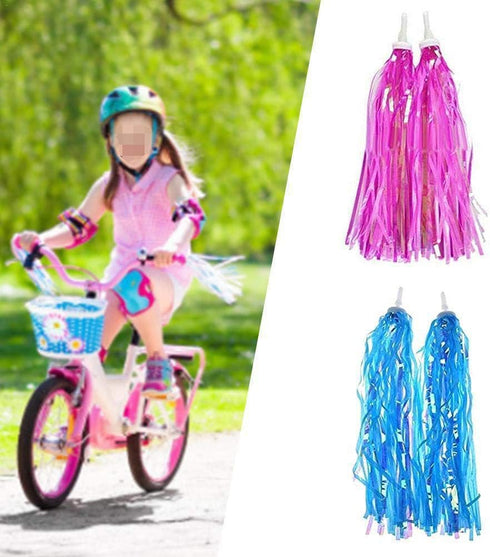 lasenersm 6 Pairs Bike Handlebar Streamers, Tassels for Girls Boys Bicycle Grips Accessories (Blue, Pink, Purple)