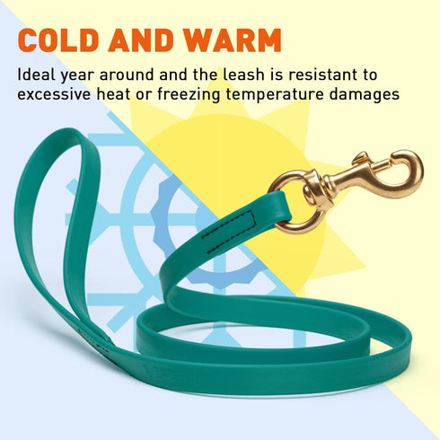 Viper Biothane K9 Working Dog Leash, Waterproof Lead for Tracking Training, 6ft, Blue Aqua, Solid Brass Snap