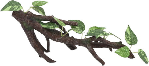 AQUA KT Reptile Climbing Branch Tree Trunk with Leaves for Lizard Bearded Dragon Snake Gecko Leopard Chameleon Frog