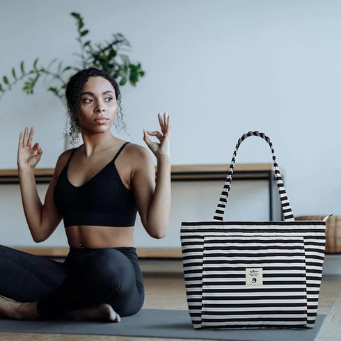 WLLWOO Yoga Bags for Women, Canvas Tote Carrier for Yoga Mats, Pilates, Travel, Office, Beach Workout