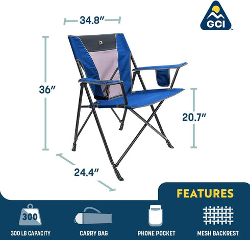 GCI Outdoor Comfort Pro Camping Chair | Collapsible Folding Chair with Durable Armrests, Drink Holder & Portable Carry