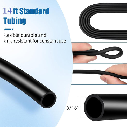 AQUANEAT 14Feet Aquarium Airline Tubing, Standard 3/16" Tubing with Air Pump Accessories (Black)
