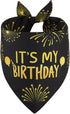 QUQULE 1PCS, Dog Birthday Bandana Boy Black Small Durable Triangle Reversible Scarf Bibs Handkerchief for Puppy Pet