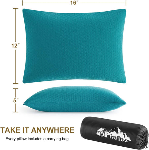 Ivellow Memory Foam Travel Pillow, Compressible Camping Pillow for Sleeping, Compact Firm Support for Outdoor