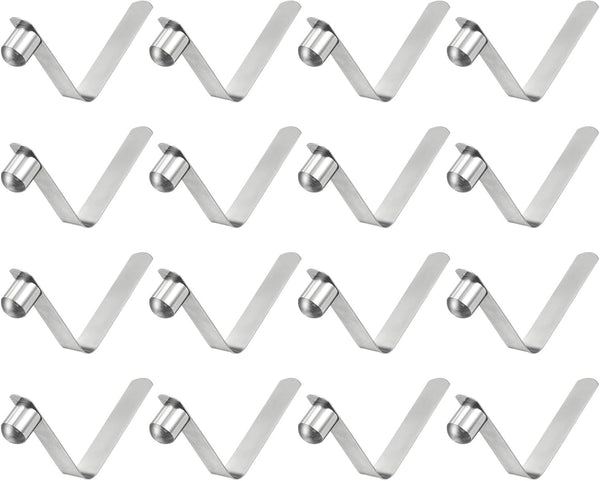 HARFINGTON 16pcs Single Button Kayak Paddle Snap Spring Clip - 65Mn Spring Steel V-Shaped Locking Tube Clips