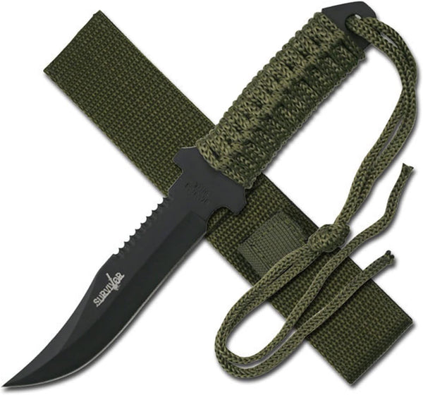 Survivor HK-7526 Outdoor Fixed Blade Knife 7.5-Inch Overall, Green