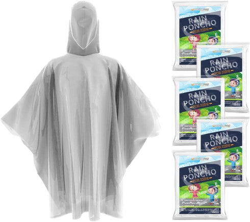 Hagon PRO Disposable Rain Poncho for Kids, Lightweight Waterproof Toddler Rain Coat, 5 Pack
