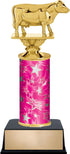 Animals Custom Engraved Pink and Silver Star Column Trophy Awards