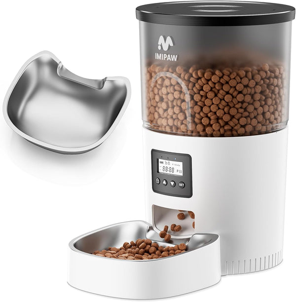 Automatic Cat Feeder - 3L Timed Pet Dry Food Dispenser with Clog-Free Design, Auto Feeder for Cats, 1-6 Meals Per Day