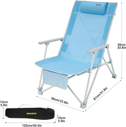 #WEJOY Compact Folding Beach Chair for Adults, Oversized Heavy Duty Camping Chairs Portable High Back Lawn Chairs