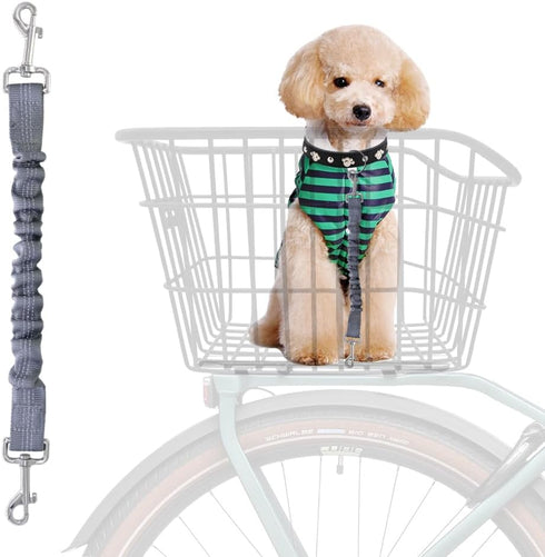 Dog Seat Belt for Bike Basket, Retractable Elastic Safety Leash Harness for Cat and Dog, Grey