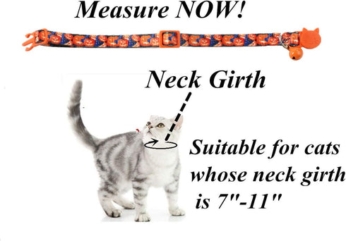 BoomBone 2 Pack Cat Halloween Collar,Pumpkin and Purple Dog Collars for Small Dogs