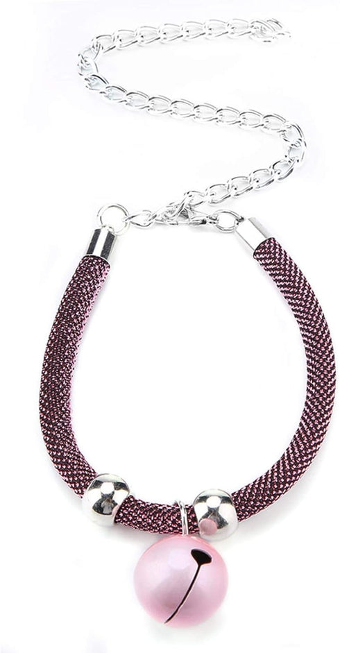 Adjustable Nylon Cat Collar with Bell, Safety Collar for Cats (Pink)