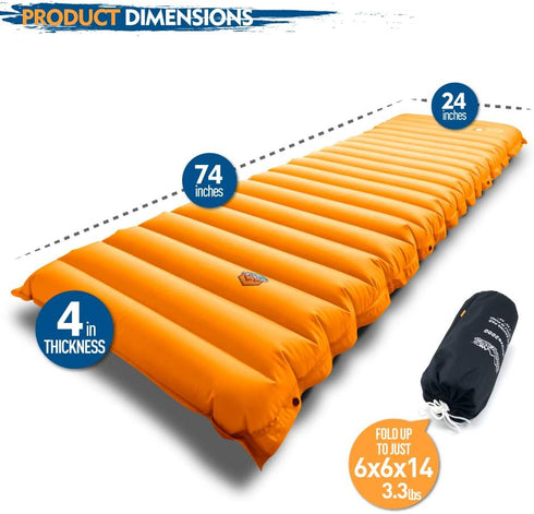 ZOOOBELIVES Extra Thickness Inflatable Sleeping Pad, Built-in Pump, Comfortable Camping Mattress for Backpacking, Hiking