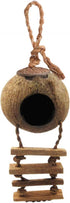 SunGrow Hermit Crab Coco Hut with Ladder, Coconut Hide for Reptiles, Crab Cage Climbing Toys, 5"