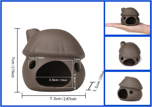 Saim Brown Ceramic Aquarium Mushroom House Decorations, Small Fish Tank Cave Hideaway for Shrimp Breeding