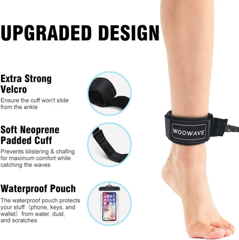 SUP Leash 11 Foot Coiled Stand Up Paddle Board Surfboard Leash with Waterproof Wallet/Phone Case