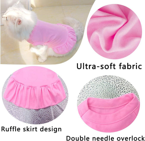 Dog Skirt Shirts, Puppy Dresses for Small Dogs Girls, Comfortable Summer Shirt Beach Wear for Medium Dogs, Pink L