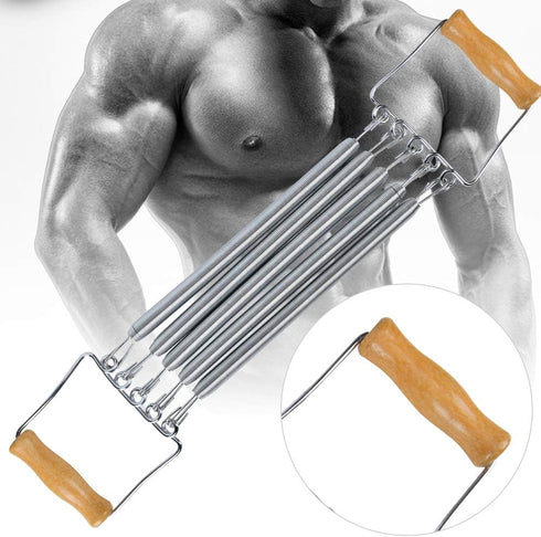 Fitness Chest Expander Spring Chest Expander, Wooden Handle Removable Spring Chest Expander Developer Household Exercise Muscle Fitness Equipment by Estink
