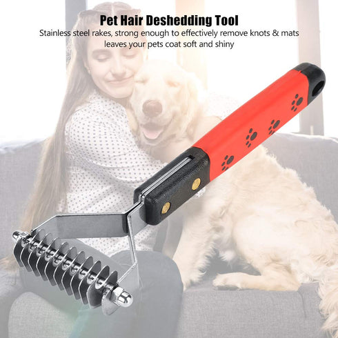 Oumefar Pet Hair Comb - Stainless Steel Pin Grooming Deshedding Tool for Cats, Dogs & Horses (M377-10)