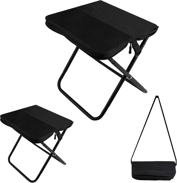 Biunnru Lightweight Portable Folding Chair, 2-in-1 Camping Stool with Carry Bag, X-Shape Steel