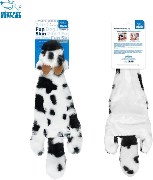 Best Pet Supplies 2-in-1 Stuffless Squeaky Dog Toys, Soft Durable Fabric for Small, Medium, Large Pets, Cow, Medium