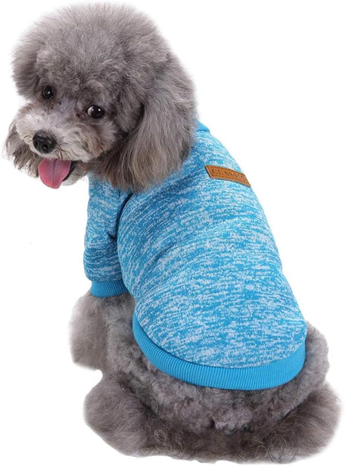 Pet Dog Classic Knitwear Sweater - Warm Winter Puppy Pet Coat - Soft Sweater Clothing for Small Dogs (XXS, Light Blue)