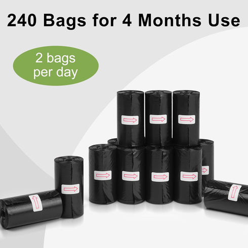 16 (240 Toplive Dog Waste Bags, Poop Bags for Dogs, Extra Thick Strong Leak-Proof Doggy Bags Rolls Bags), Black