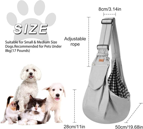 CUBY Dog and Cat Sling Carrier - Hands-Free Reversible Pet Papoose Bag, Soft Pouch and Tote Design for Small Dogs and