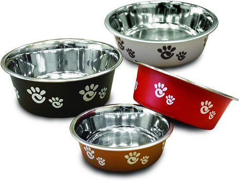 Ethical Pet Barcelona Matte and Stainless Steel Pet Dish, 64-Ounce, Raspberry