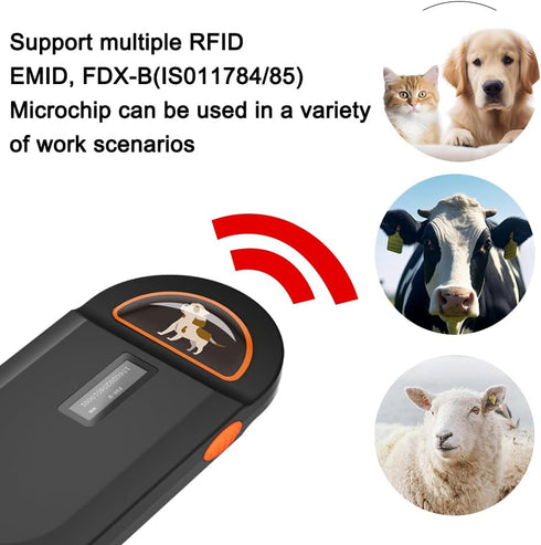 FDX-BISO11784/11785 Pet Microchip Scanner, RFID Dog and Cat Microchip Reader, Supports EMID, Microchips, for Animal