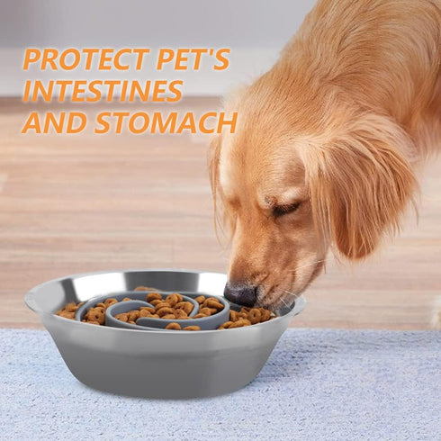 Soft Silicone Slow Feeder Dog Bowls Insert for Small, Medium, and Large Dogs, Compatible with Regular Bowls