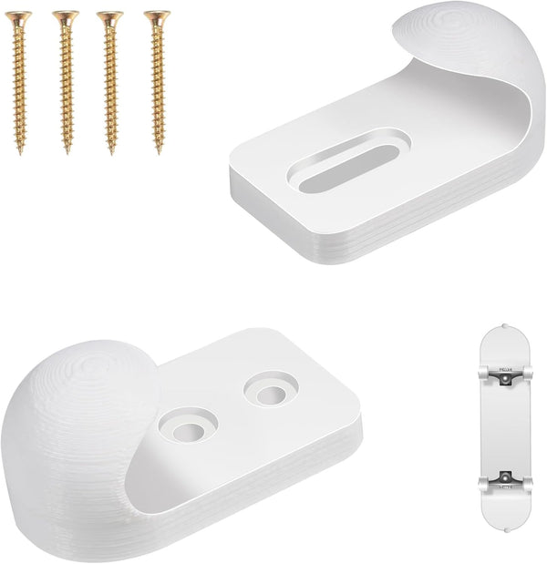 Vertical Skateboard Holder - 1 Pair Wall Mount Hanger for Deck Display and Storage