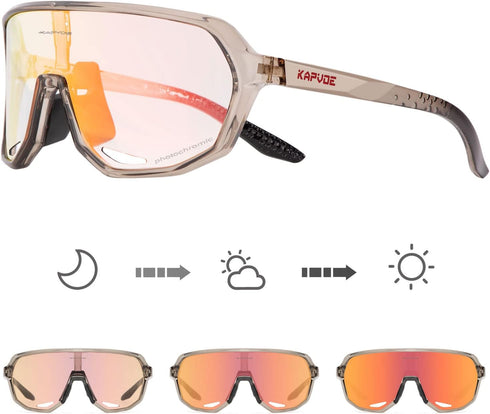 KAPVOE Photochromic Cycling Glasses for Men Women, Mountain Bike Sunglasses with UV Protection