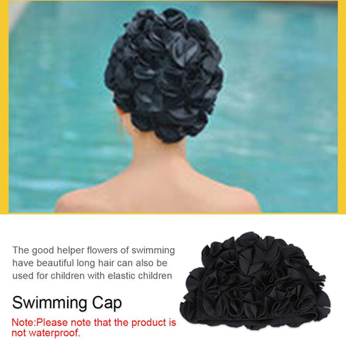 Floral Swim Hat, Elastic Swim Bonnet Waterproof Headgear for Women with Long Hair for Summer Pool