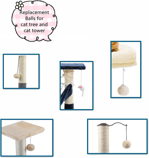 10-Pack Replaceable Cat Dangling Toy with Bell - Cat Scratching Post Cat Tree Tower Replacement Attachment