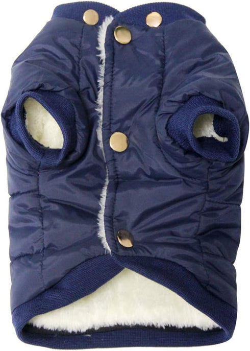 Fleece Lined Dog Coat with Detachable Hood and Hind Legs, Warm Puppy Jacket for Winter (Blue XXL)