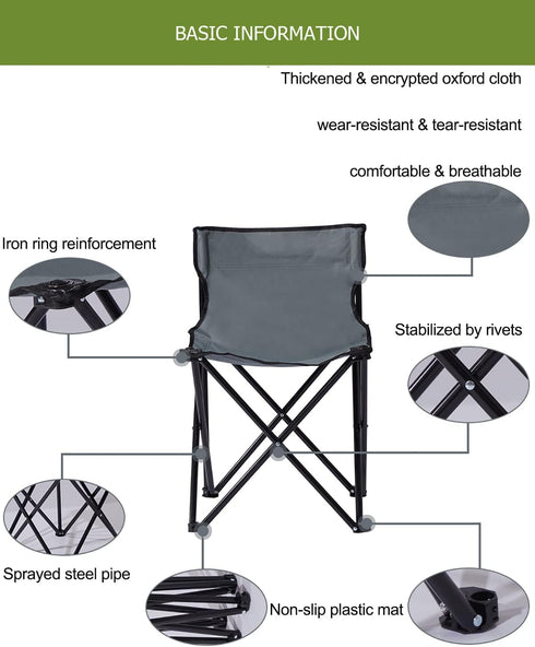 Backpack ZONEMEL Portable Fast Folding Chair, Ideal for Sauna, Fishing, Lightweight Compact Chairs, Grey