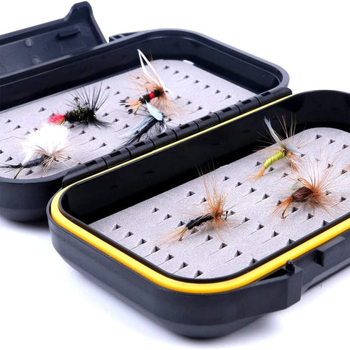 ORIONE Waterproof Portable Fly Fishing Box, Easy Grip Foam Jig, Large Capacity Pocket Sized Case for Fly Fishing and