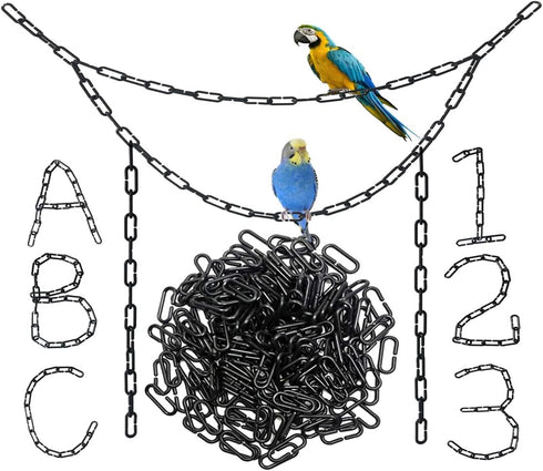 200-Piece Black Plastic Chain Links, Interlocking C-Clip Accessories for Small Pets