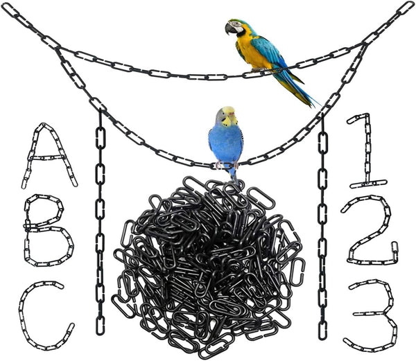 200-Piece Black Plastic Chain Links, Interlocking C-Clip Accessories for Small Pets